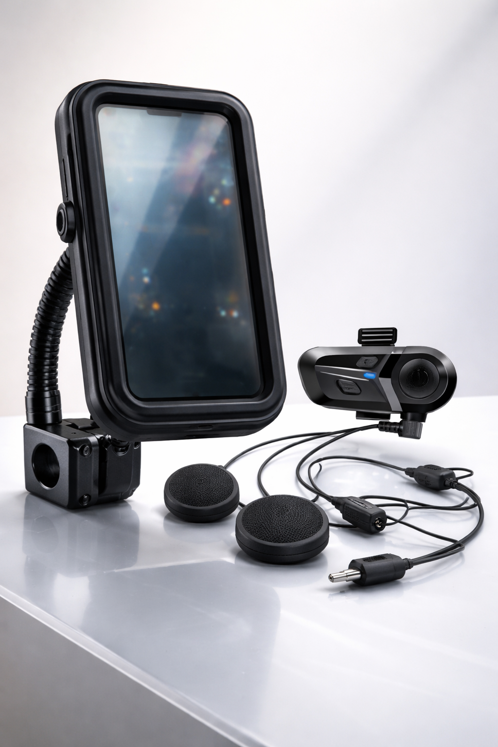 Combo Soporte para Celular + Auriculares para Casco
